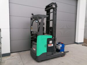 1.6Ton 2de hands elektrische reachtruck Mitsubishi met hoge mast - Wybo Lifting